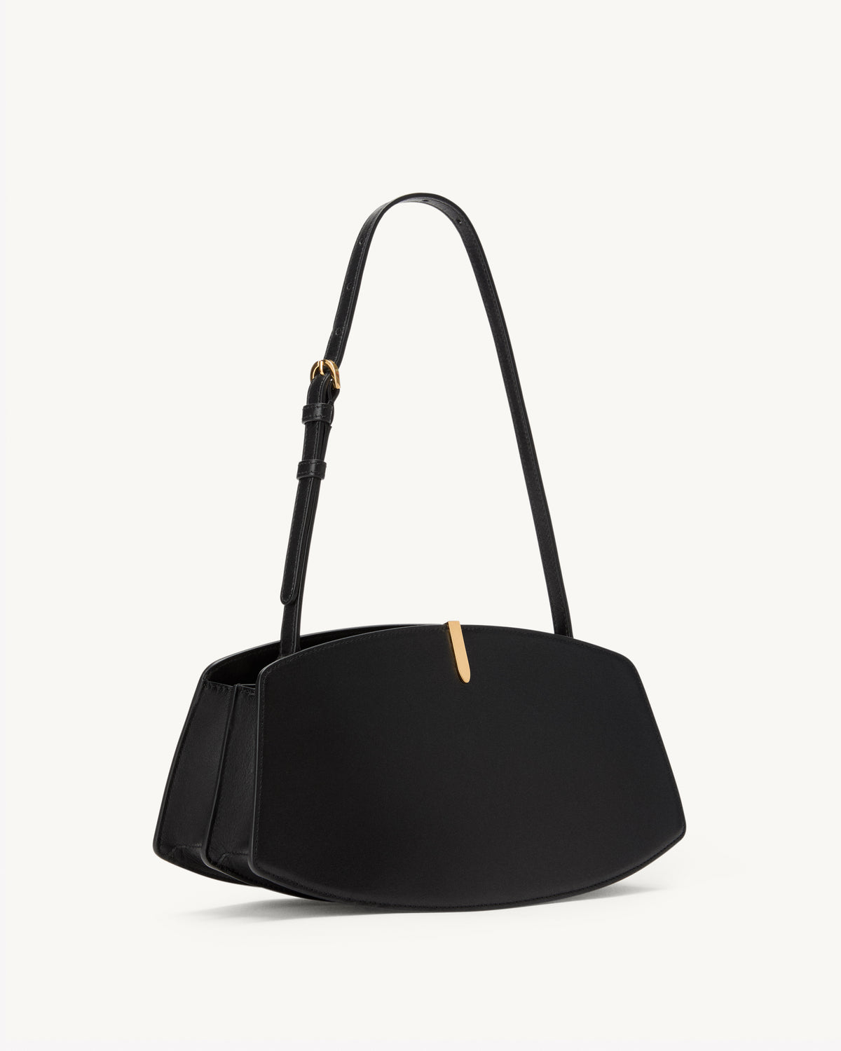 side view of the Florence Shoulder handbag in Black leather 