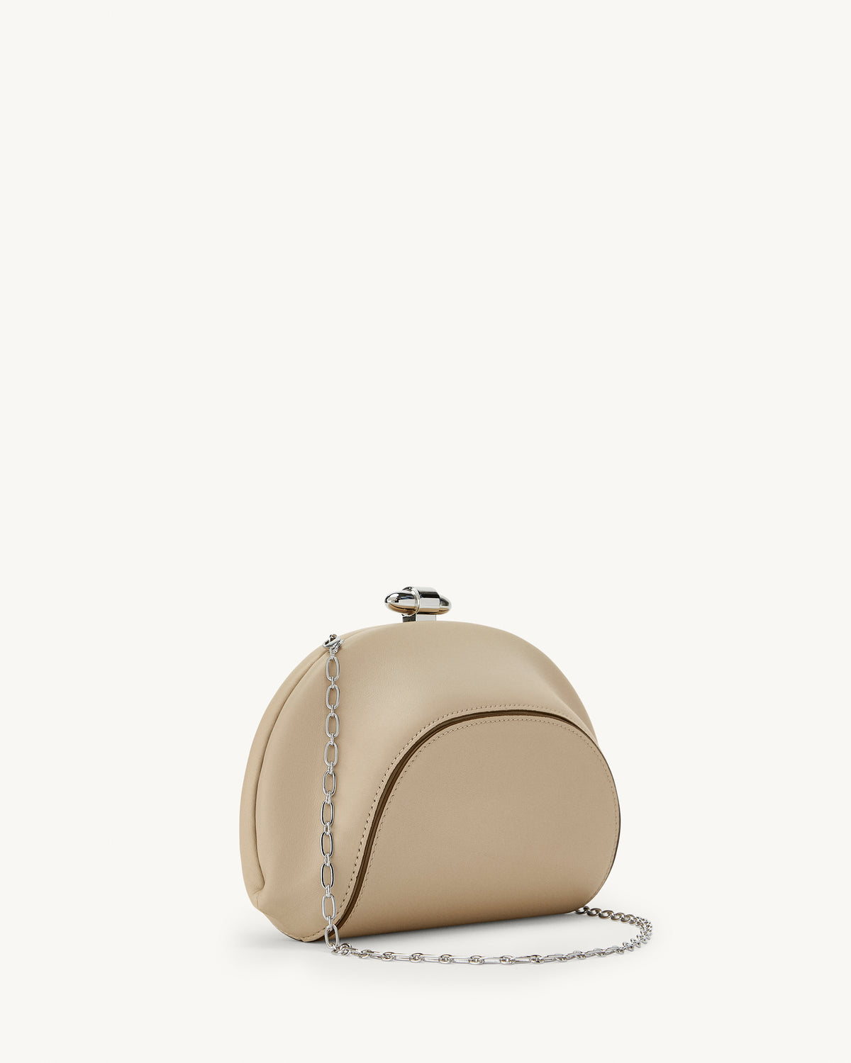 side view of the Sera Clutch in Bone leather 