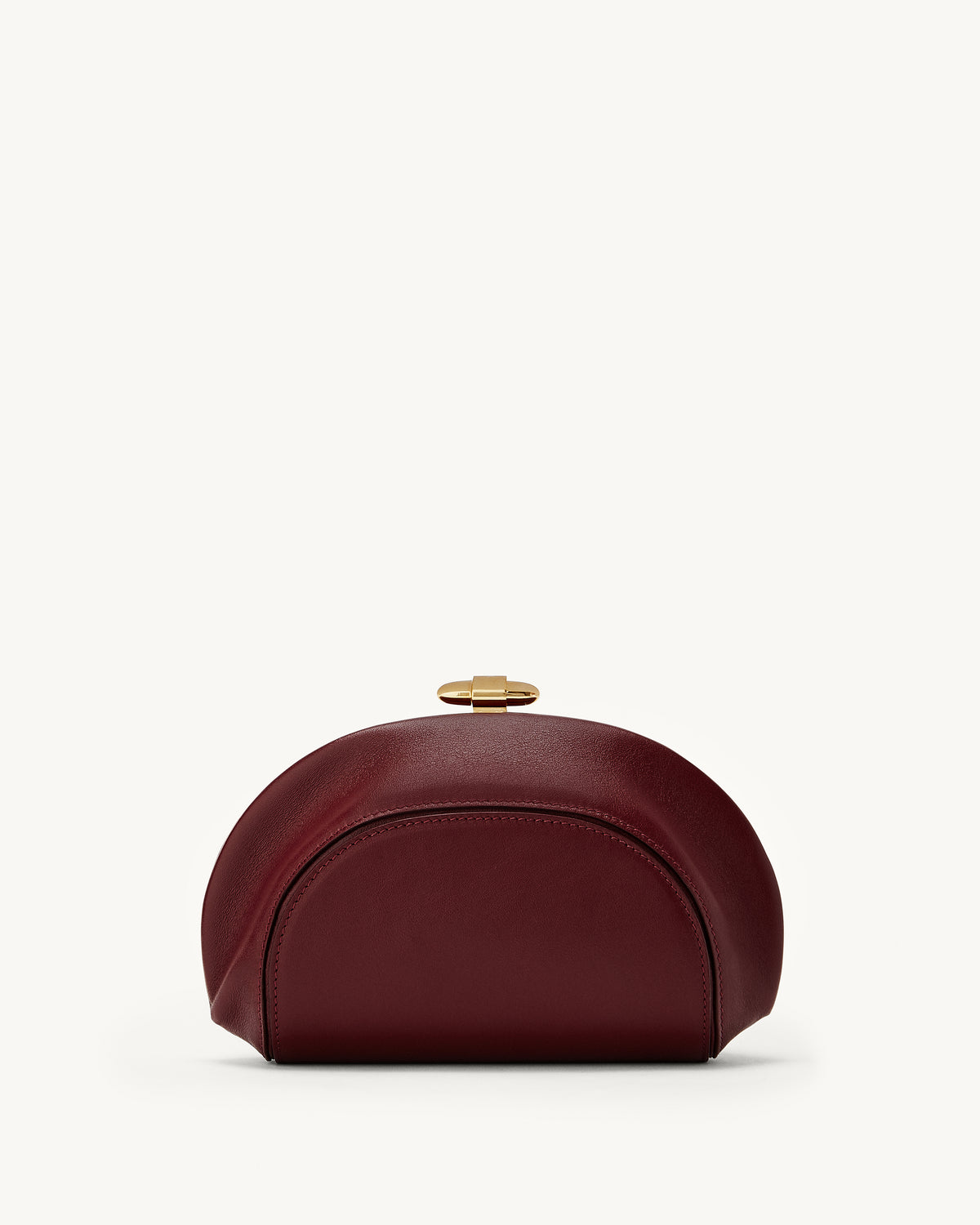 front view of the Sera Clutch in Wine leather 