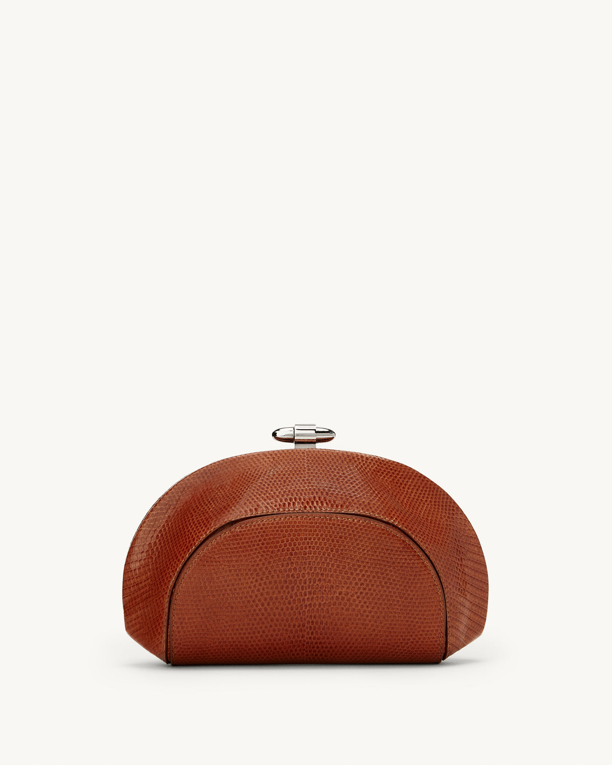front view of the Sera Clutch in Maple lizard
