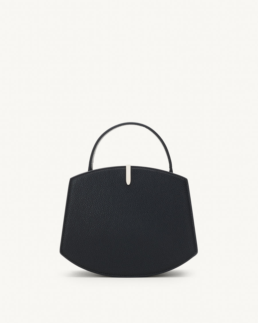 Front view of the Florence 20 Handbag in Black Grained Leather 