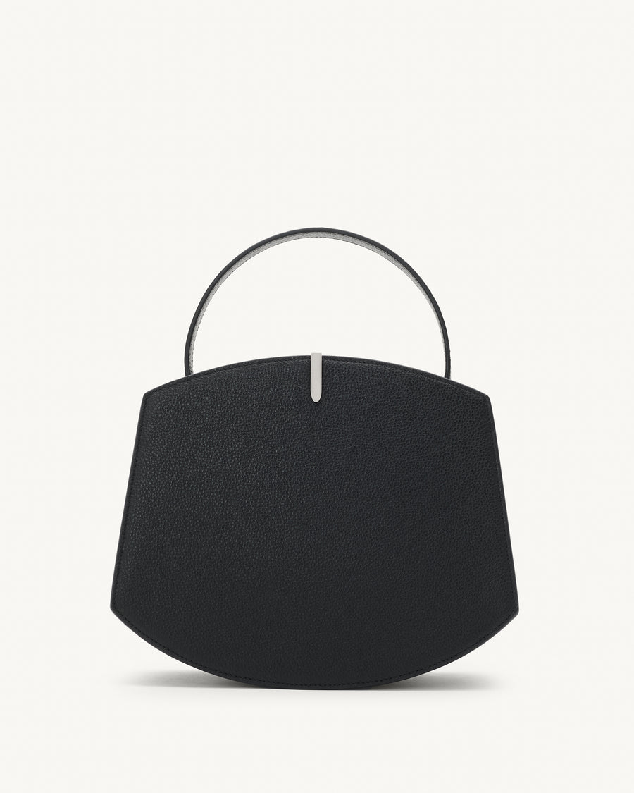 Front view of the Florence 25 Handbag in Black Grained Leather 