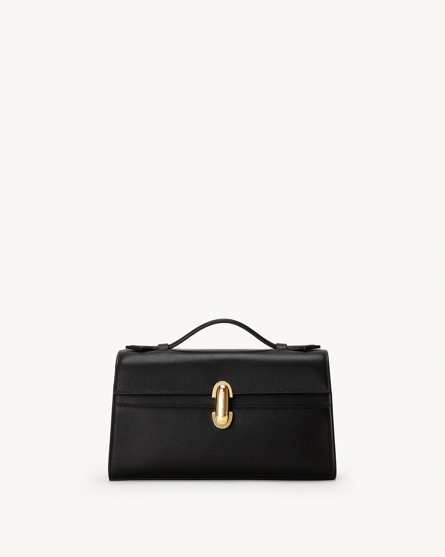 front view of the Symmetry Pochette handbag in Black leather 
