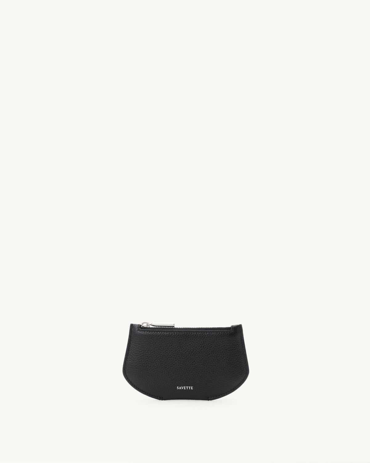 Front view of the Zip Card Case in Black Grained Leather 