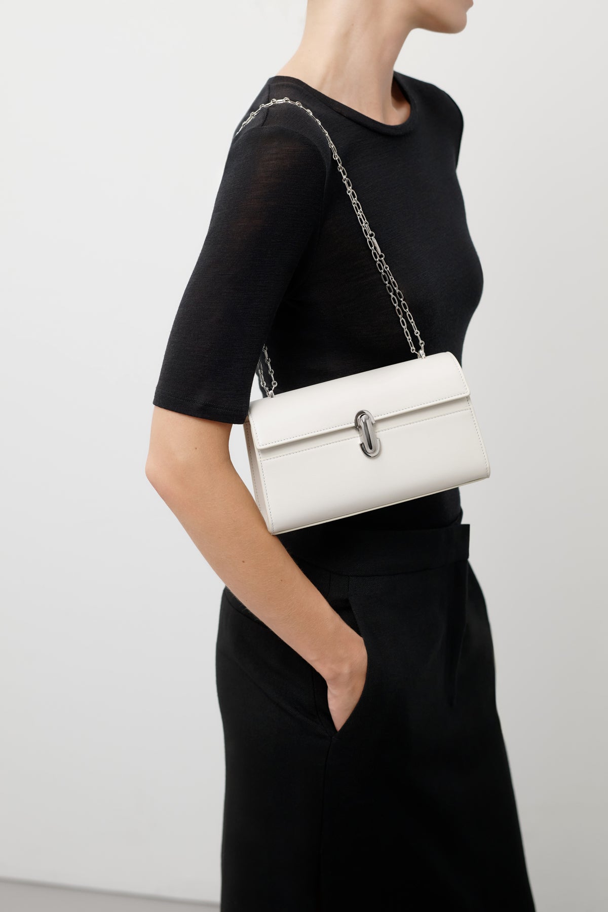 Symmetry Chain Pochette in Suede