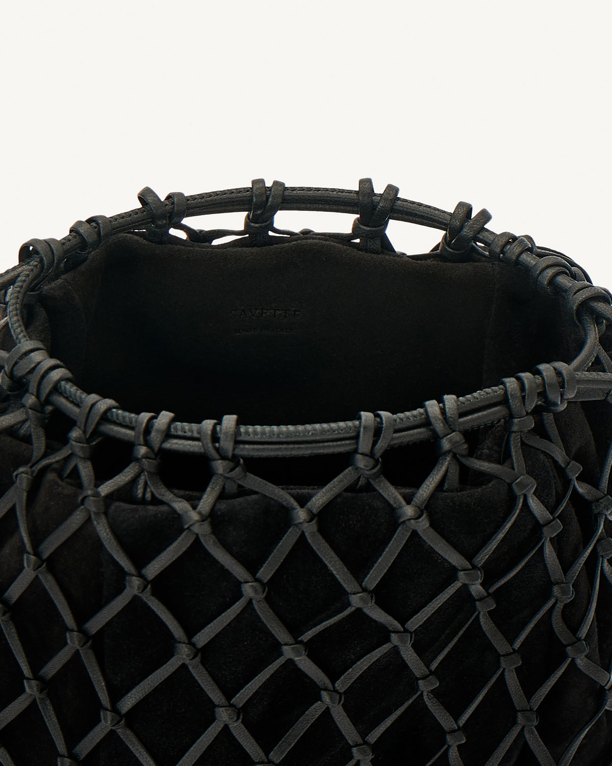 Macrame Pouch in Suede and Leather
