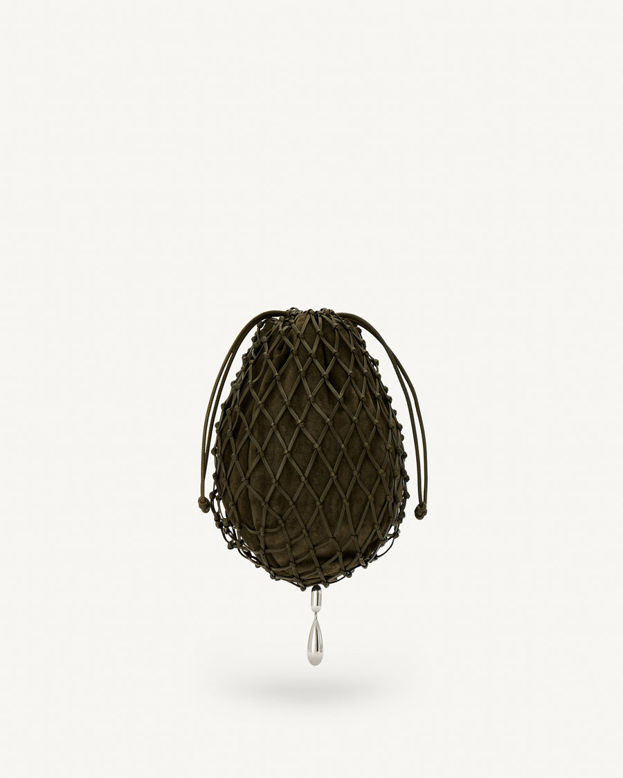 Macrame Pouch in Suede and Leather