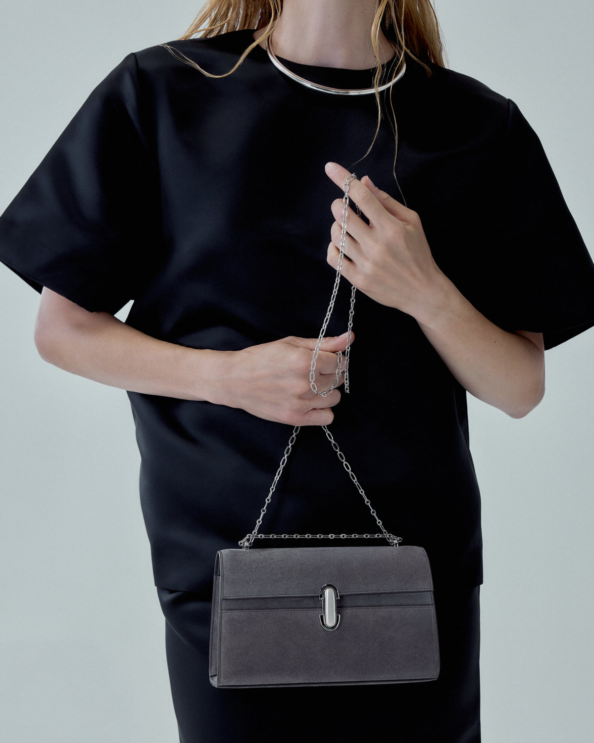Symmetry Chain Pochette in Suede