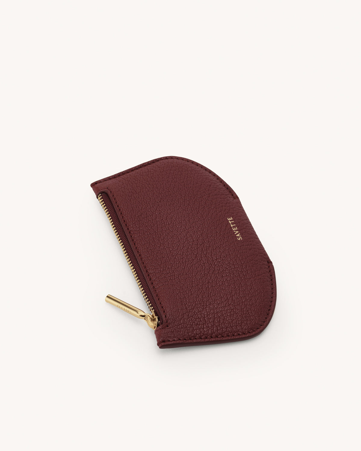 Flat view of the Zip Card Case in Wine Chevre